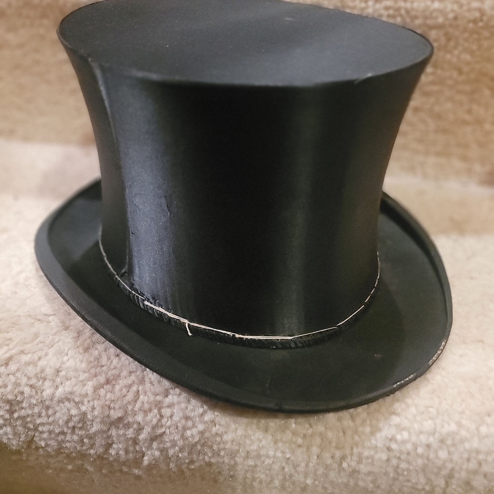 Mid Century Folding Black Top Hat